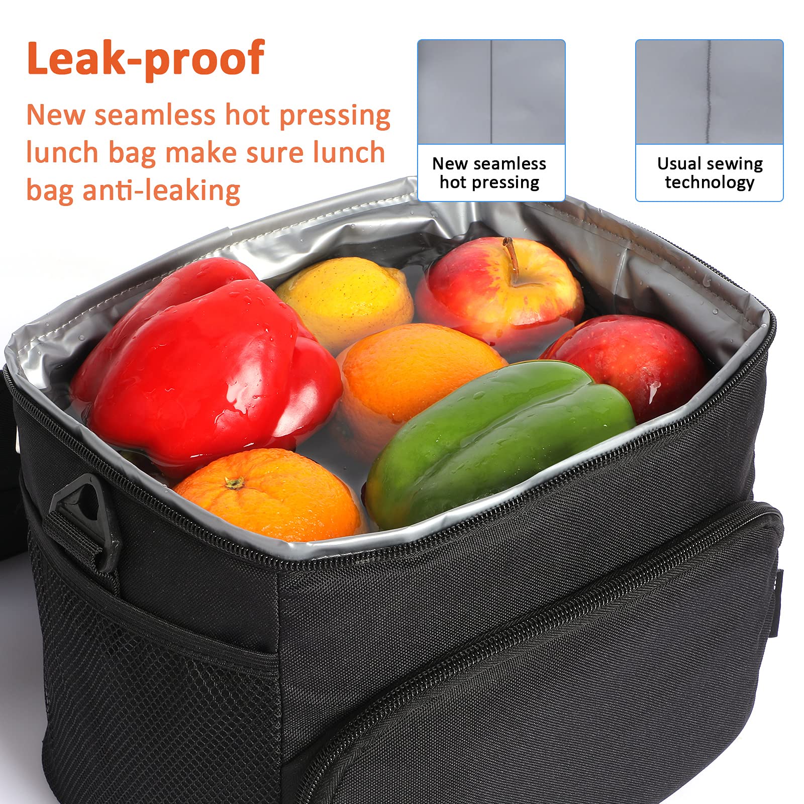 Large Lunch Bag Men Women for Work 18Can(10L) Insulated Lunch Box