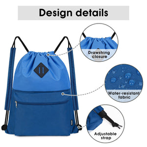 WANDF Drawstring Sports Gym Backpack with Shoulder Pad