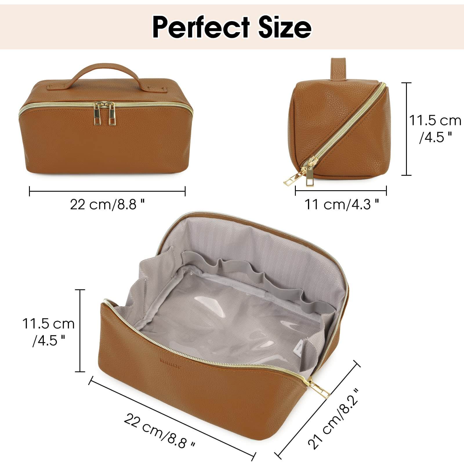 Large Capacity Travel Cosmetic Bag, Travel Makeup Bag, Opens Flat