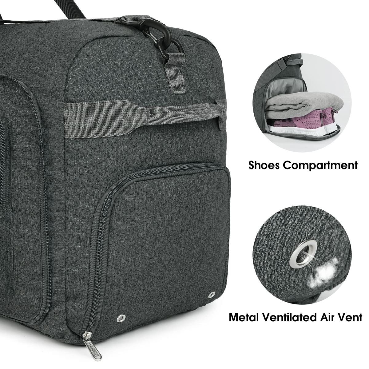 Felipe Varela 65L Duffle Bag with Shoes Compartment and Adjustable  Strap,Foldable Travel Duffel Bags for Men Women,Waterproof Duffel Bags
