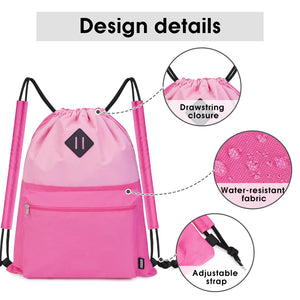 WANDF Drawstring Sports Gym Backpack with Shoulder Pad