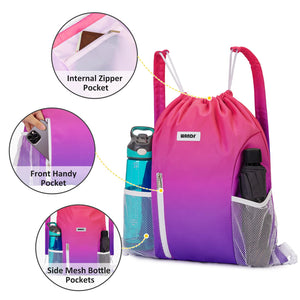 Drawstring Backpack with Shoulder Pad & Mesh Pocket