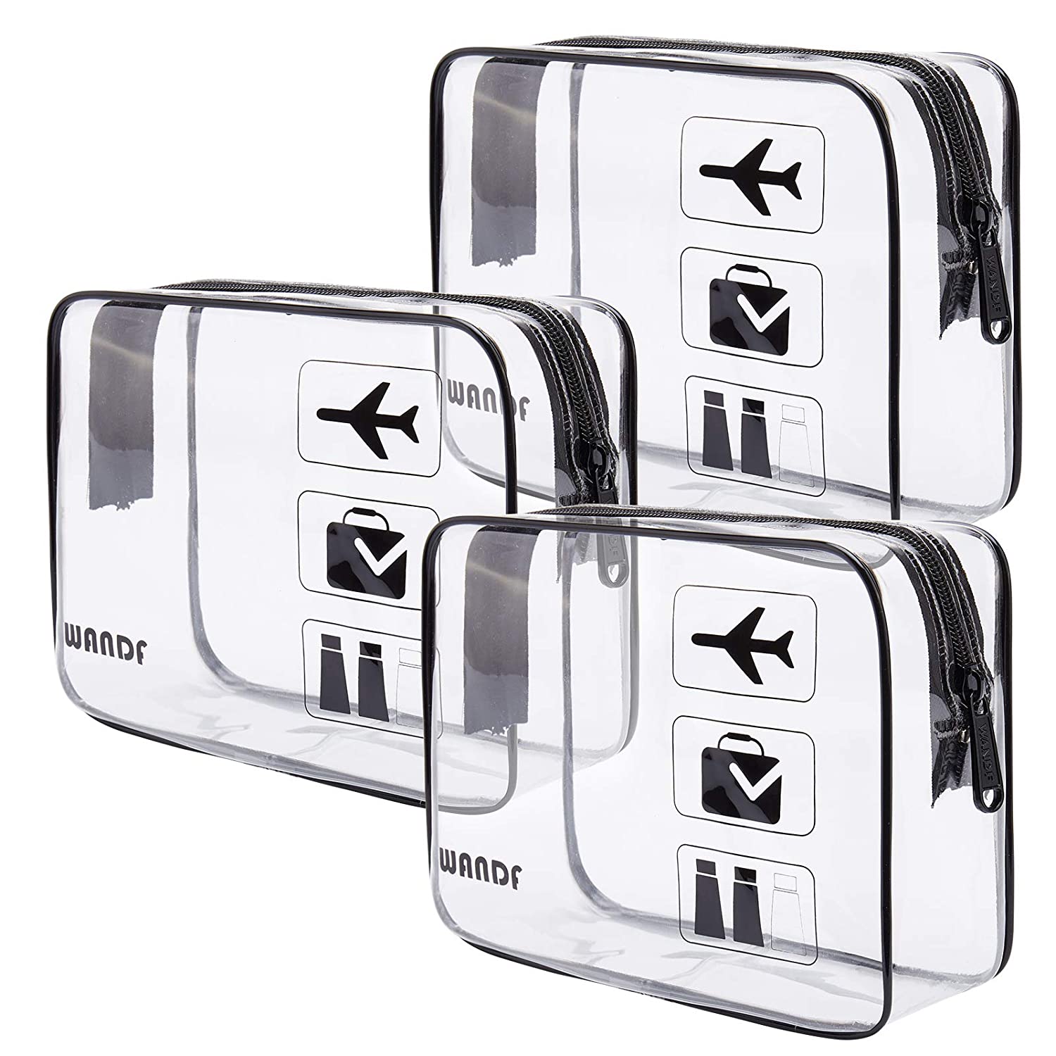 WANDF TSA Approved Clear Travel Toiletry Bag PVC Makeup Bag